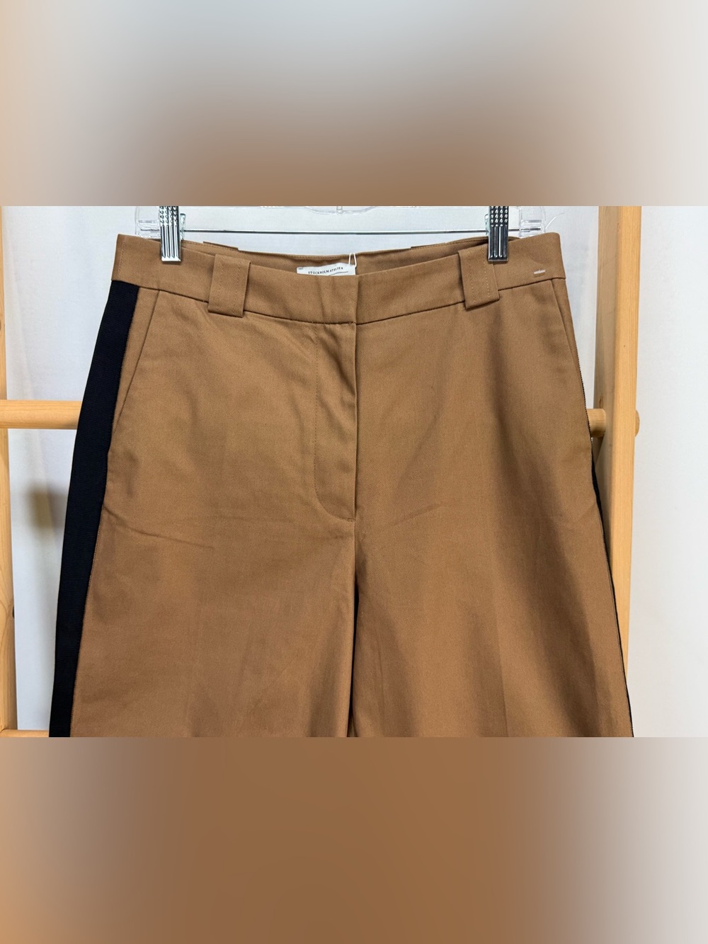 STOCKHOLM ATELIER & OTHER STORIES Brown side stripe High-Rise pants size 8 - Picture 6 of 16
